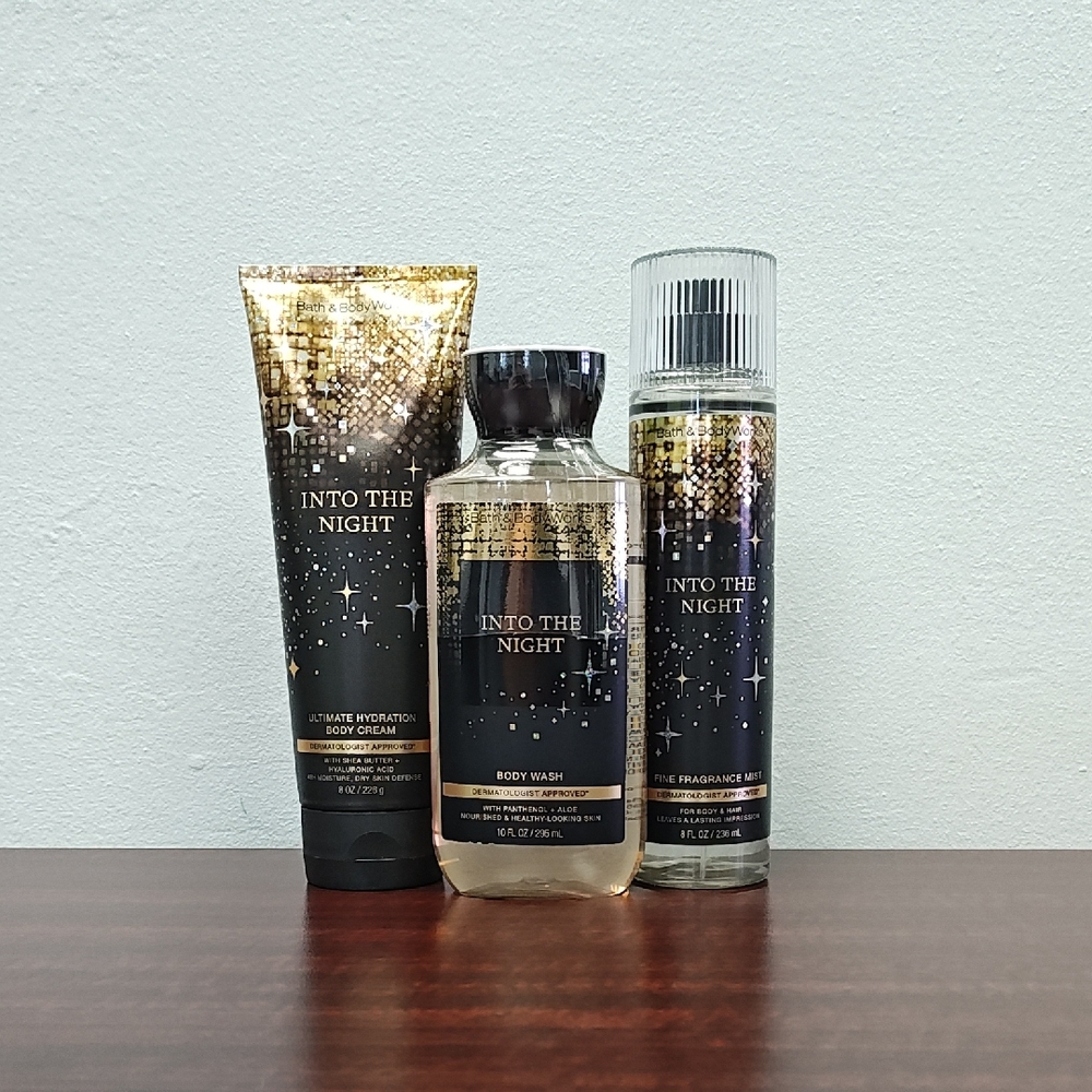 Bath & Body Works INTO THE NIGHT 3 Piece Body Care Bundle Set